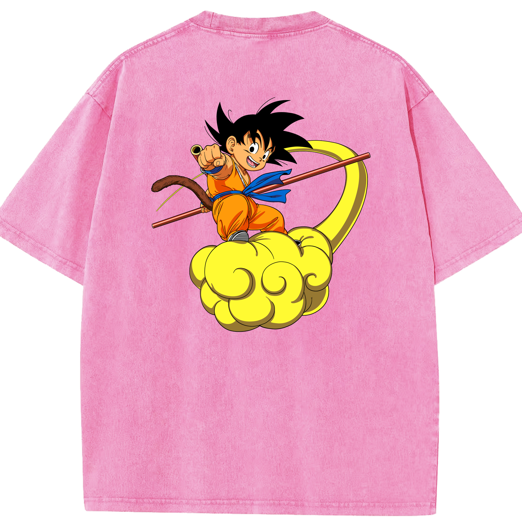 （画像用） ドラゴンボール 孫悟空（そん ごくう）Son Goku カカロット DRAGON BALL Kakarotto 綿100% ヴィンテージ風 半袖Tシャツ（背面プリント）